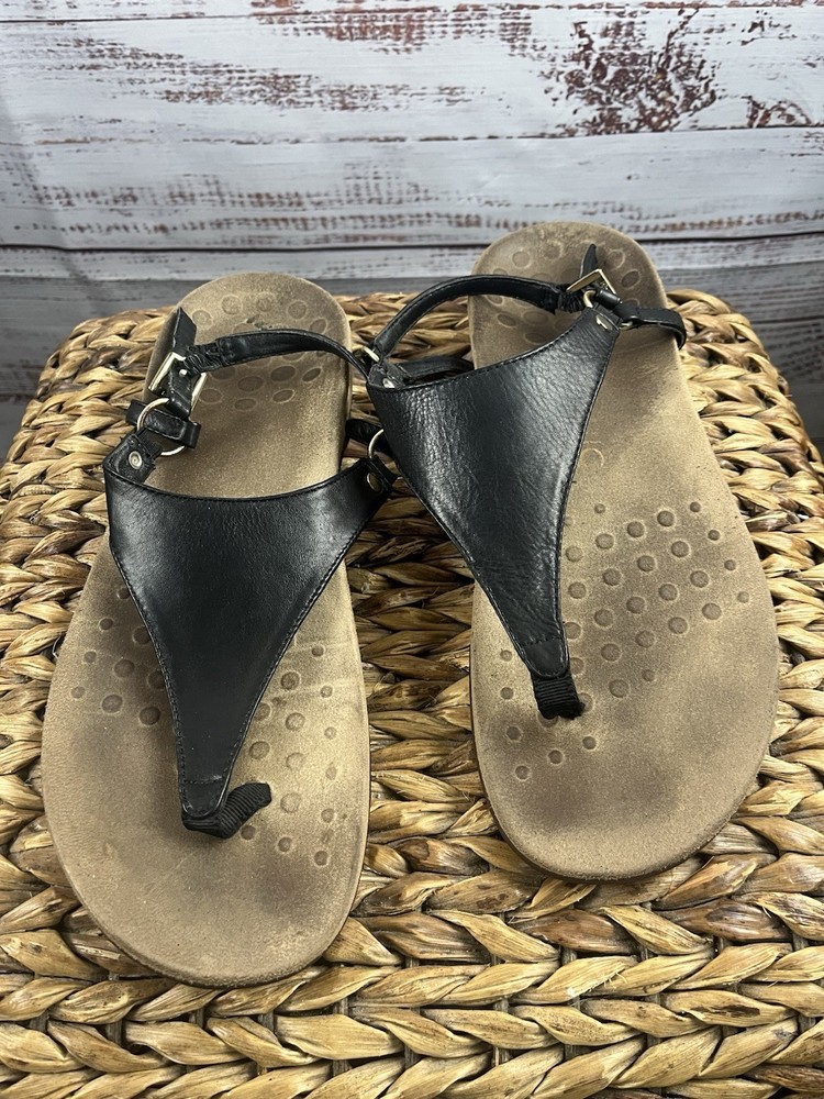 Vionic Kirra Blue Leather Thong Sandals Women Size 10 TVW5126