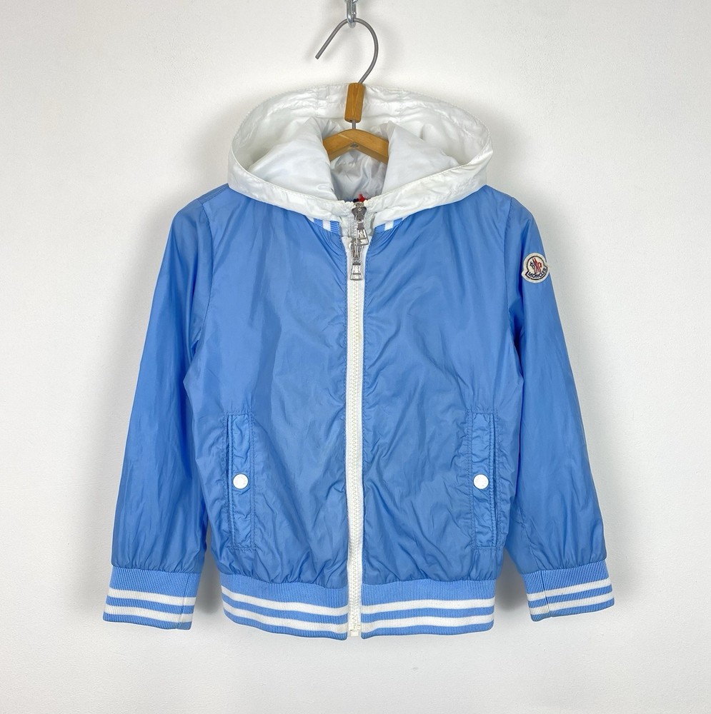 Moncler Kids Lightweight Hooded Jacket Size 3 Years 100cm Baby Blue Logo