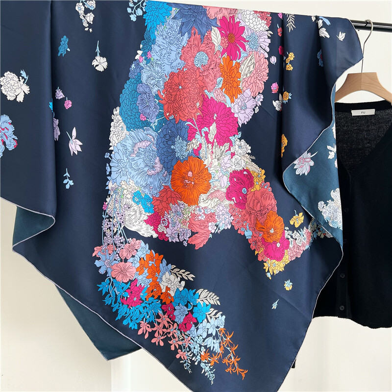 Sallys Boutique Twill Silk Wrap Scarf Stole Horses Print Square Shawl Hijab 53\'