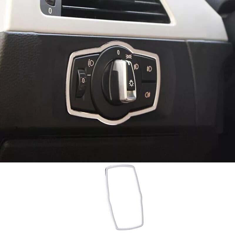 04-10 Cover Trim Silver Aluminum Inner Headlight Switch Control For BMW 5 Series