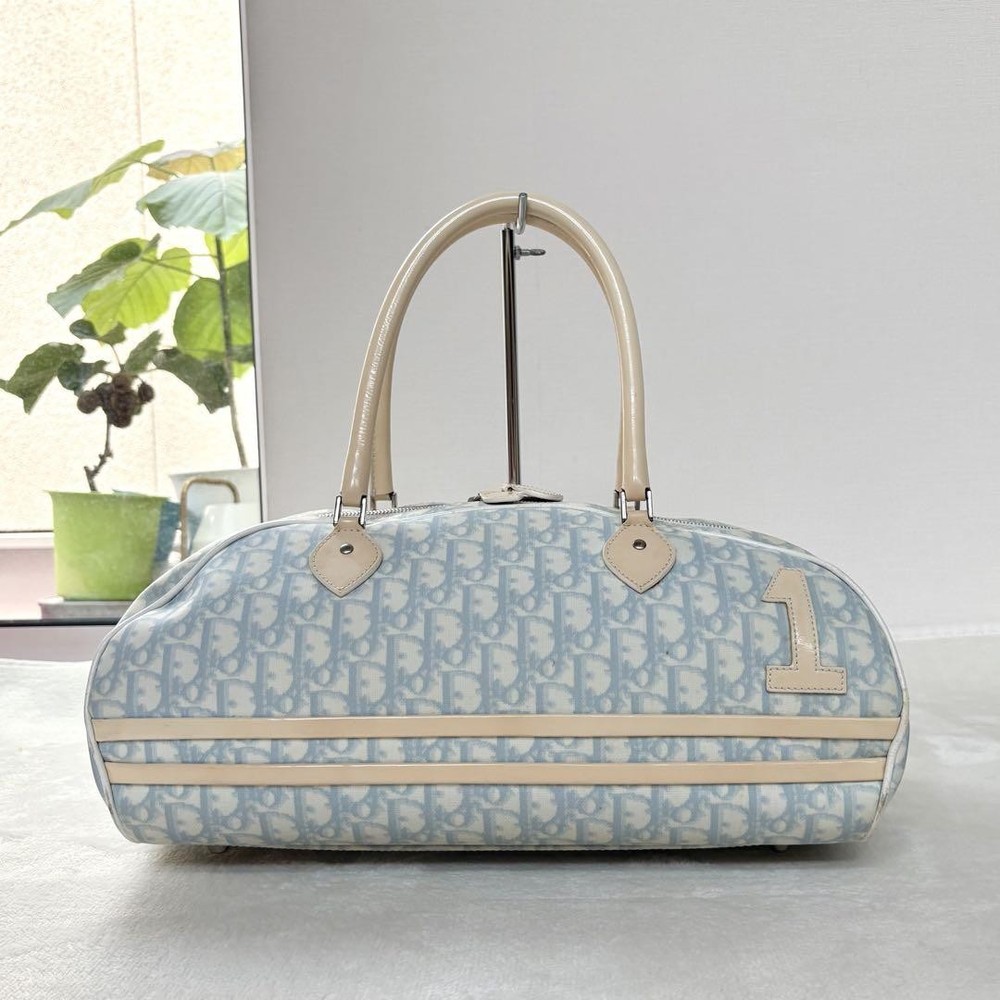 Christian Dior Trotter No1 Leather Bowling Bag Designer Handbag New  