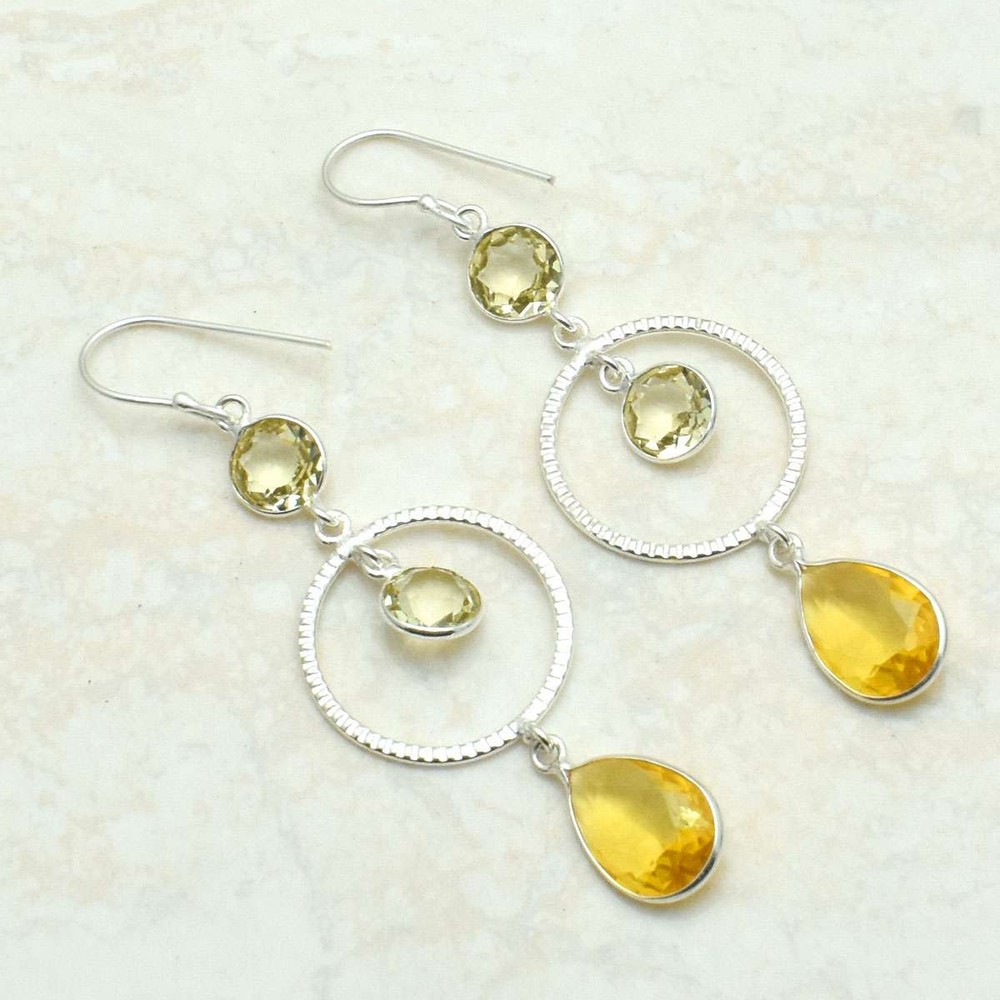 Citrine Gemstone Handmade Drop Dangle Earrings 2.56 Inches AE-11073