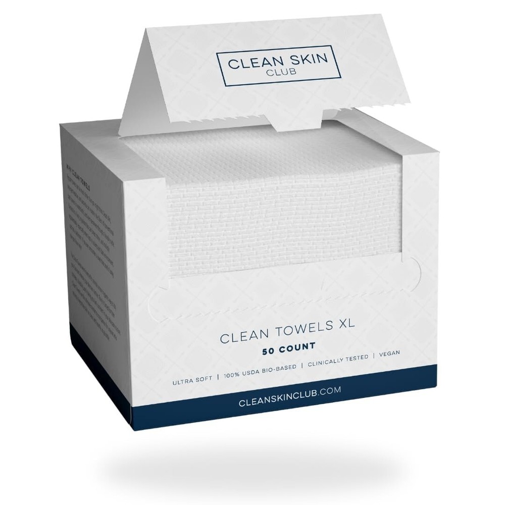 Clean Skin Clean Towels Biobased Ultra Soft Face Towel Disposable Dry Wipes-50Ct