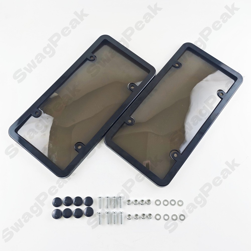 2X Clear License Plate Covers & Frames Front Rear Universal Auto Tag Holder US