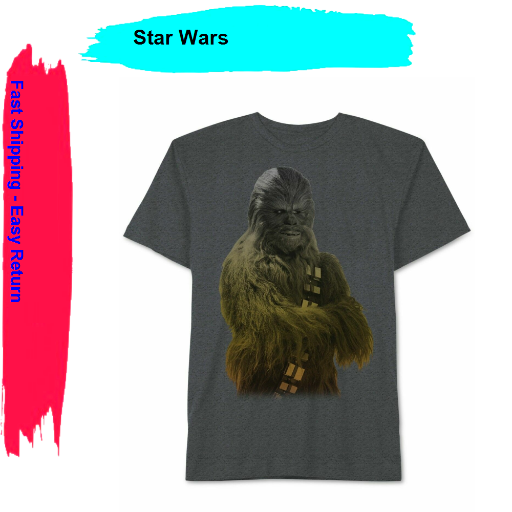 Star Wars Mens Chewbacca Ombre Graphic T-Shirt , Gray , Size S
