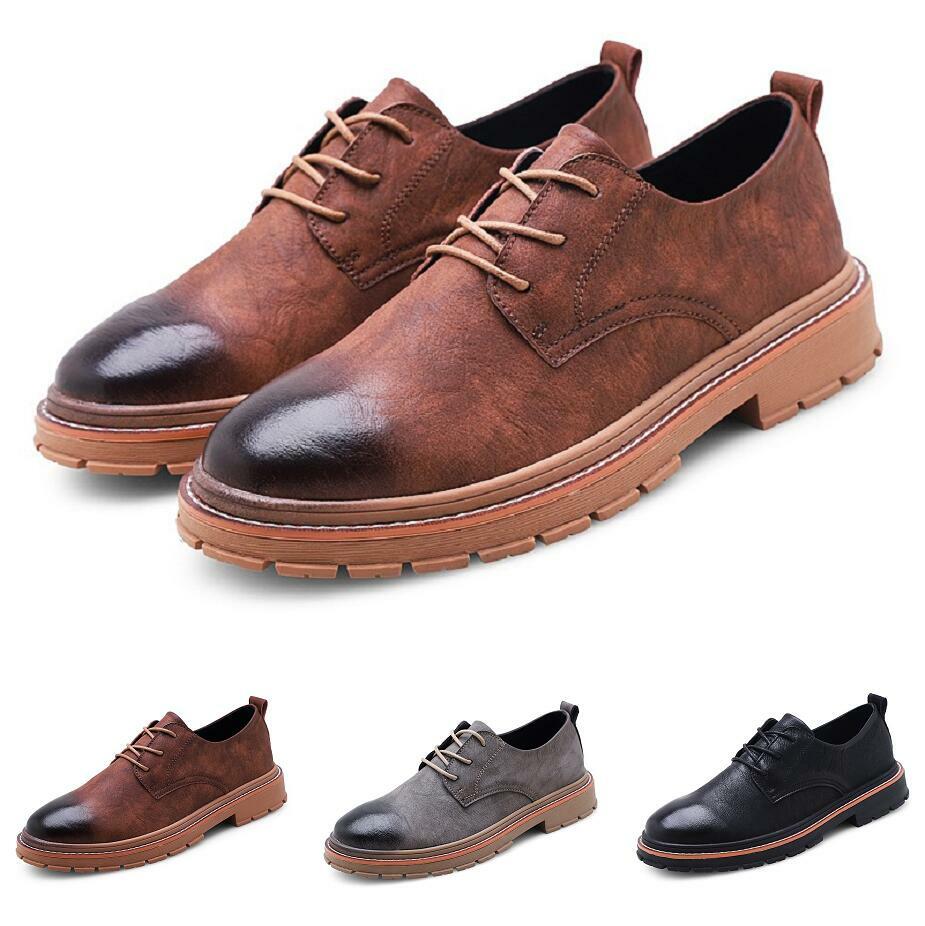 Retro Mens Dress Formal Leather Shoes Round Toe Lace up Business Work Oxfords Sz