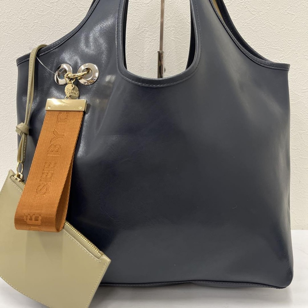 See by Chloé Navy Genuine Leather Tote Bag Authentic Japan Import