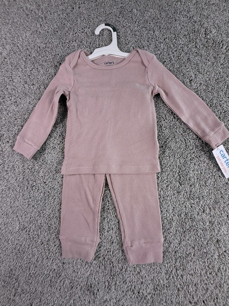 NWT Carter's Just One You 18 Months Pink Waffle Knit Thermal Pajama Set 2pc Snug