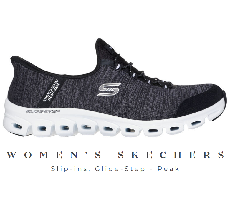 SALE ~ WOMEN'S SKECHERS Slip-ins: Glide-Step - Peak in BLACK/WHITE MEDIUM Shoes