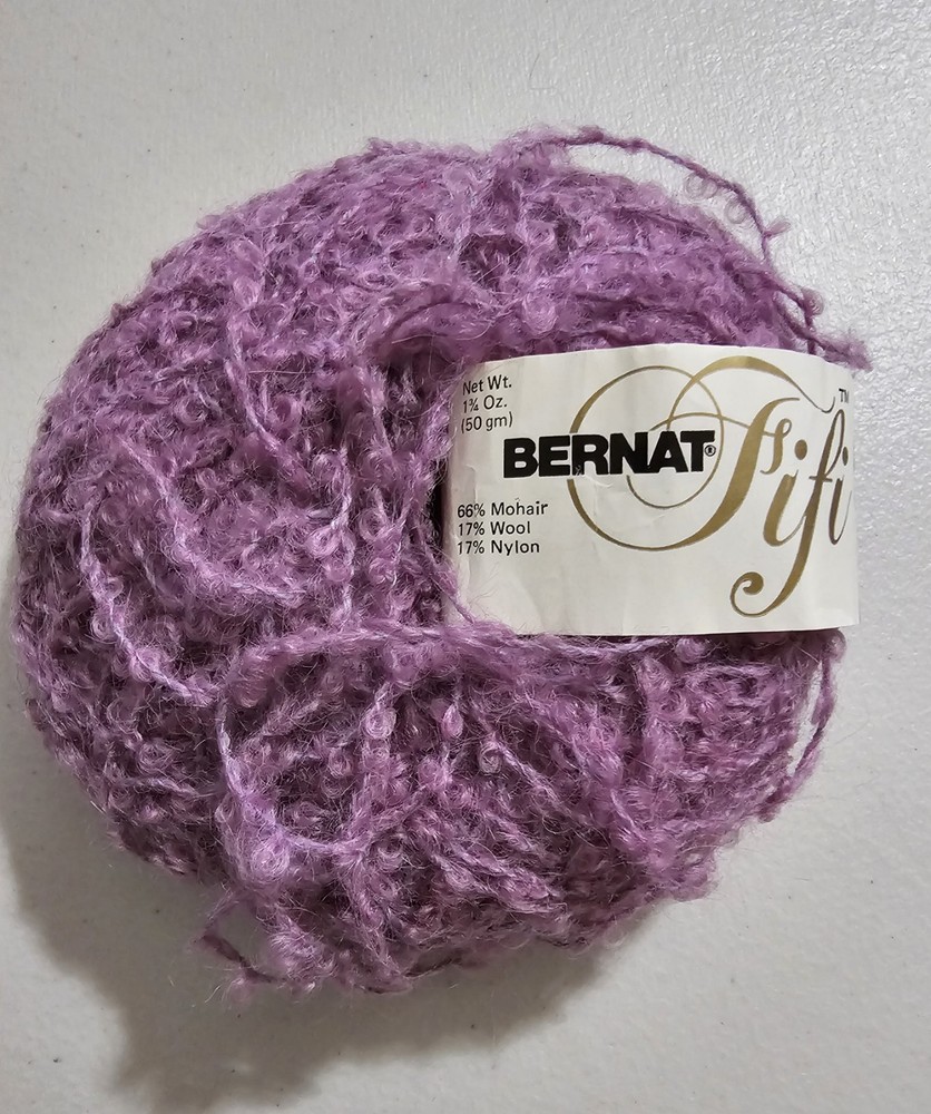 Bernat Fifi Boucle Mohair Wool Yarn 1.75 oz.  2 Purple