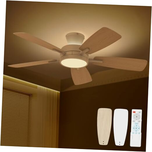 46 Inch Low Profile Ceiling Fan with Lights and Remote Control