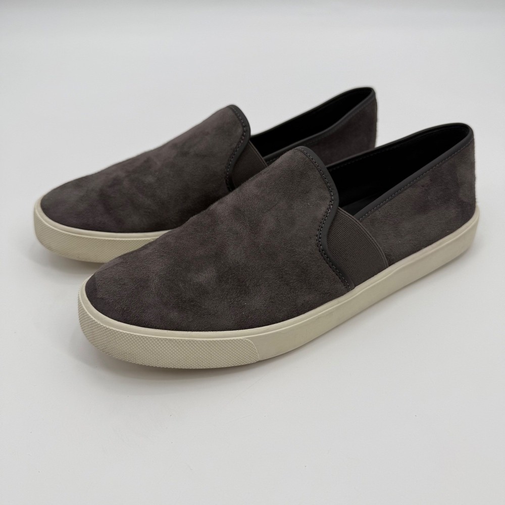 Vince Preston Suede Slip On Sneakers Women's Size 7.5 Gray Leather Lined