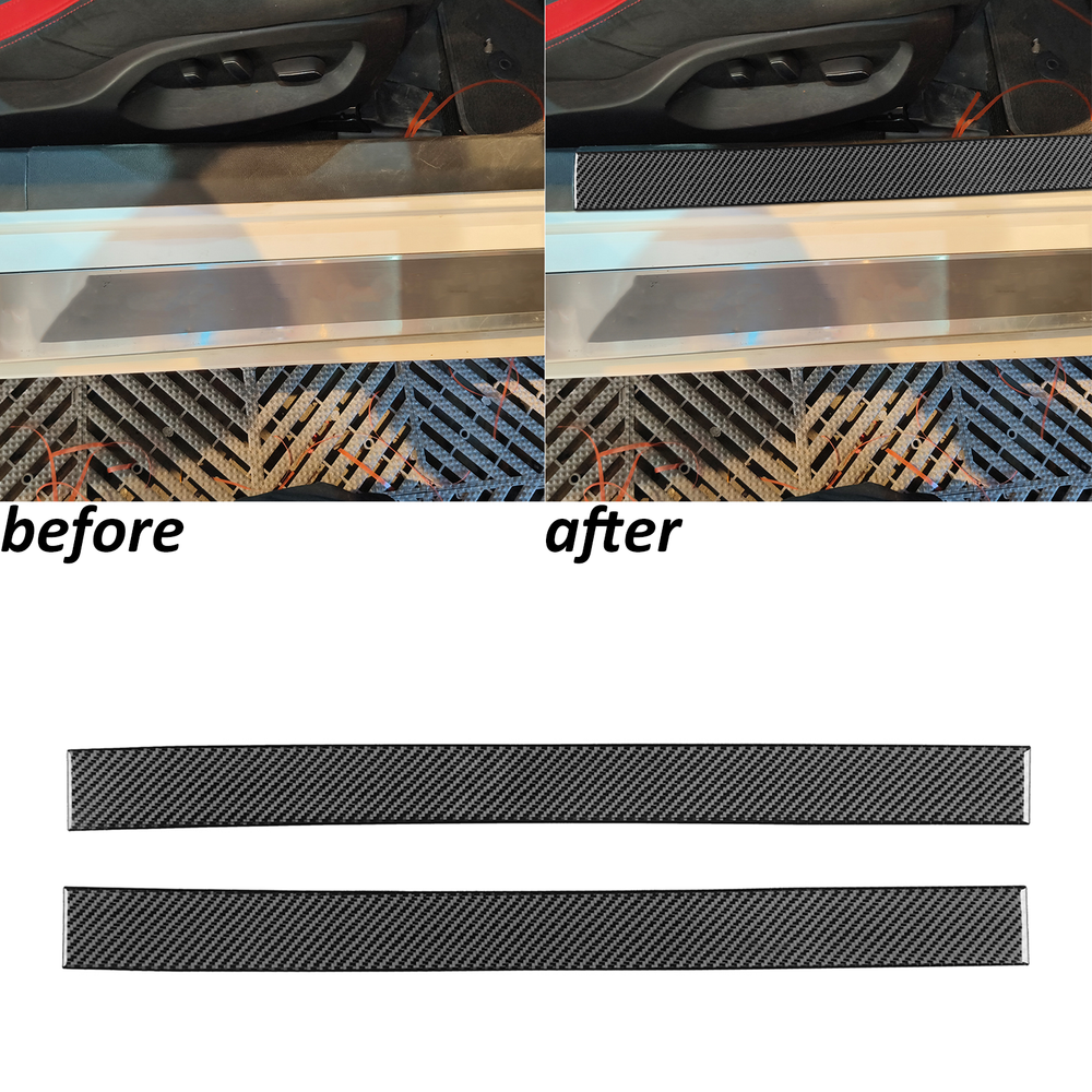 Real Carbon Fiber Interior Door Sill Panel Cover Trim For Corvette C7 2014-2019