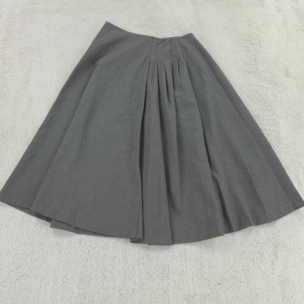 Evelyn Muir Womens Black Gray Houndstooth Pleated Midi Skirt Size 6 Academia Style