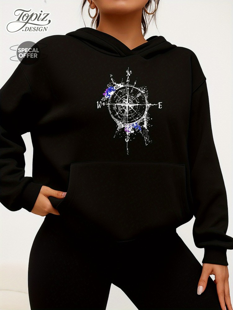 Compass Rose Graphic Hoodie for Men and Women