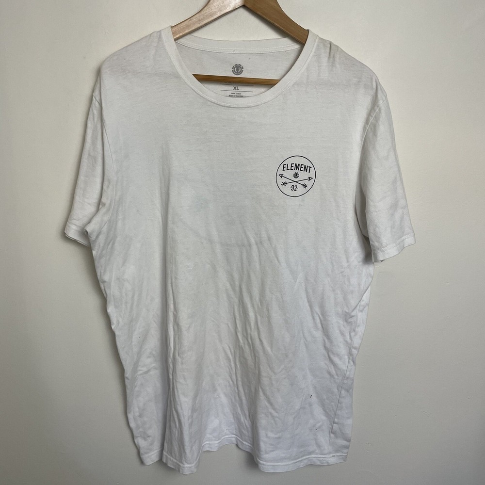 Element Skate Mens Shirt White XL Extra Large Double Sided Logo Graphic Cotton-image
