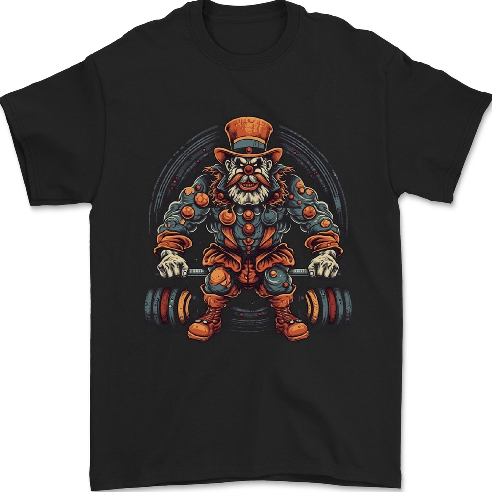 Circus Clown Weightlifting Gym Bodybuilding Mens T-Shirt 100% Cotton