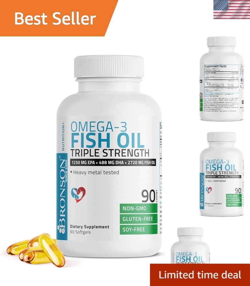 High-Potency Omega-3 Fish Oil 2720mg - 90 Softgels Supports Heart & Joint Health