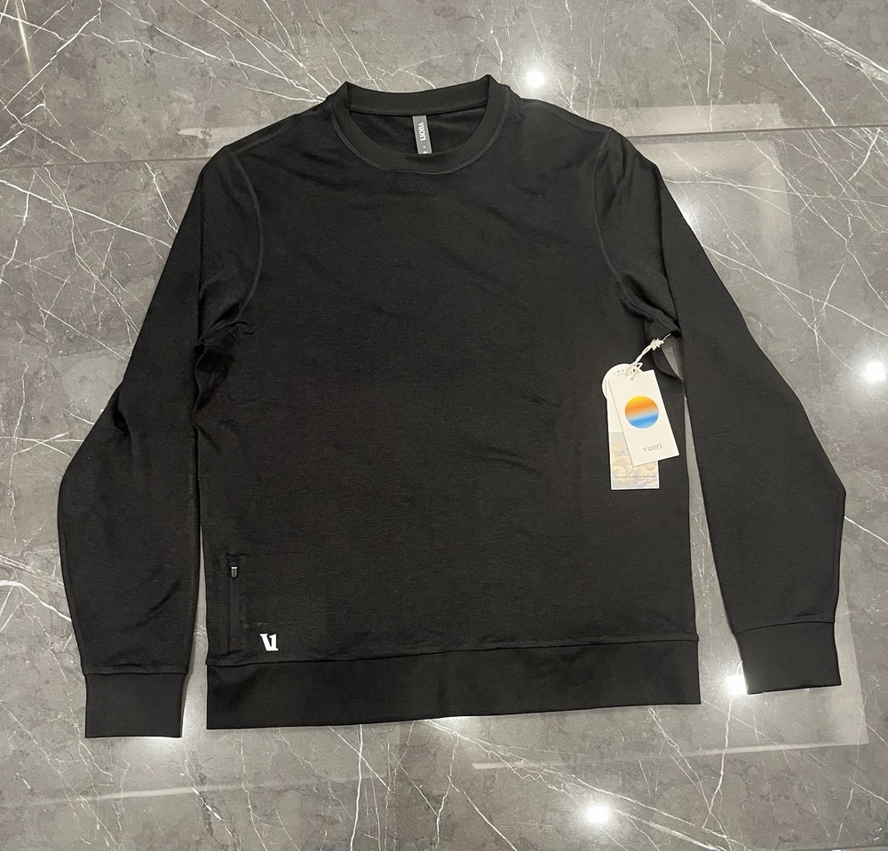 NWT Vuori Ponto Performance Crew Black Heather Large for Men