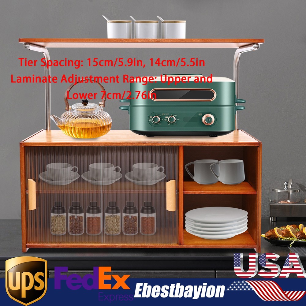 Modern Bamboo Storage Cabinet with Doors for Kitchen or Bedroom