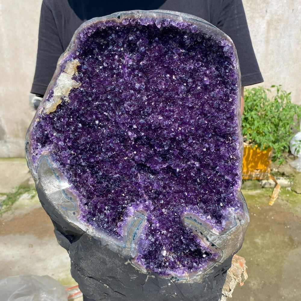 38.9lb Natural Amethyst geode quartz cluster crystal specimen Healing
