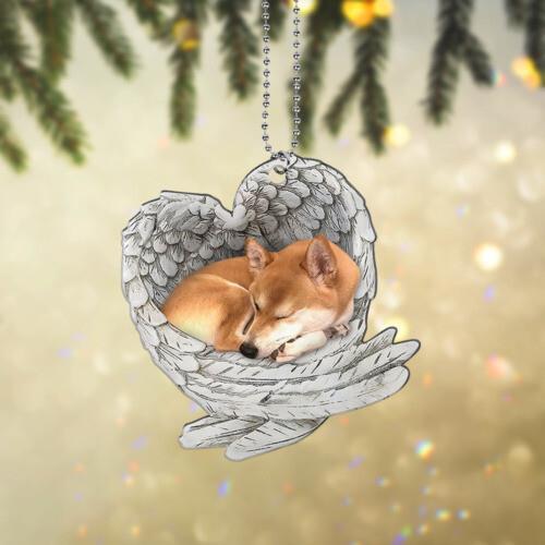 Shiba inu Dog Sleeping Angel Ornament  Dog Angel Wings Christmas cute