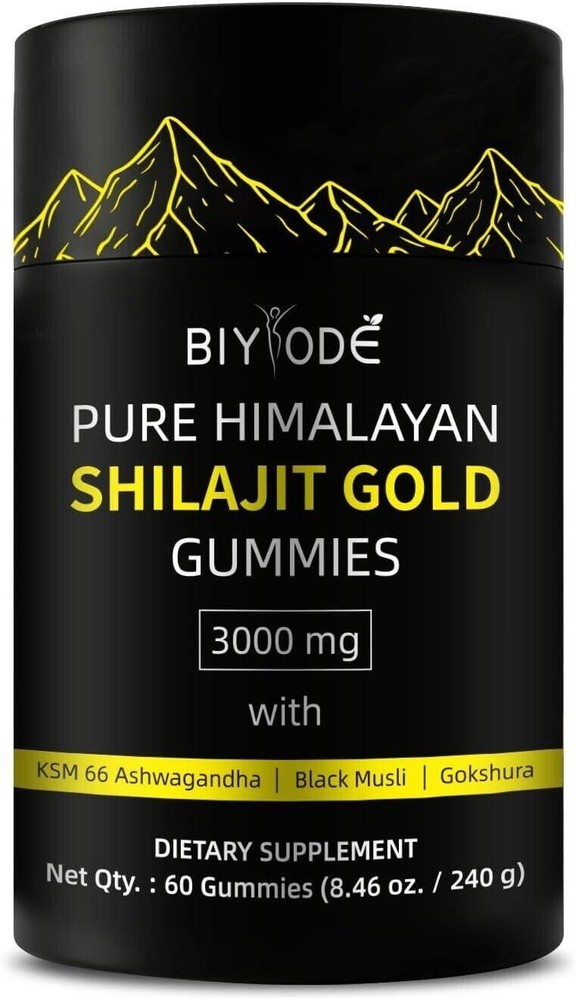 Biyode Pure Himalayan Shilajit Gummies | with Ashwagandha, Gokshura & Other