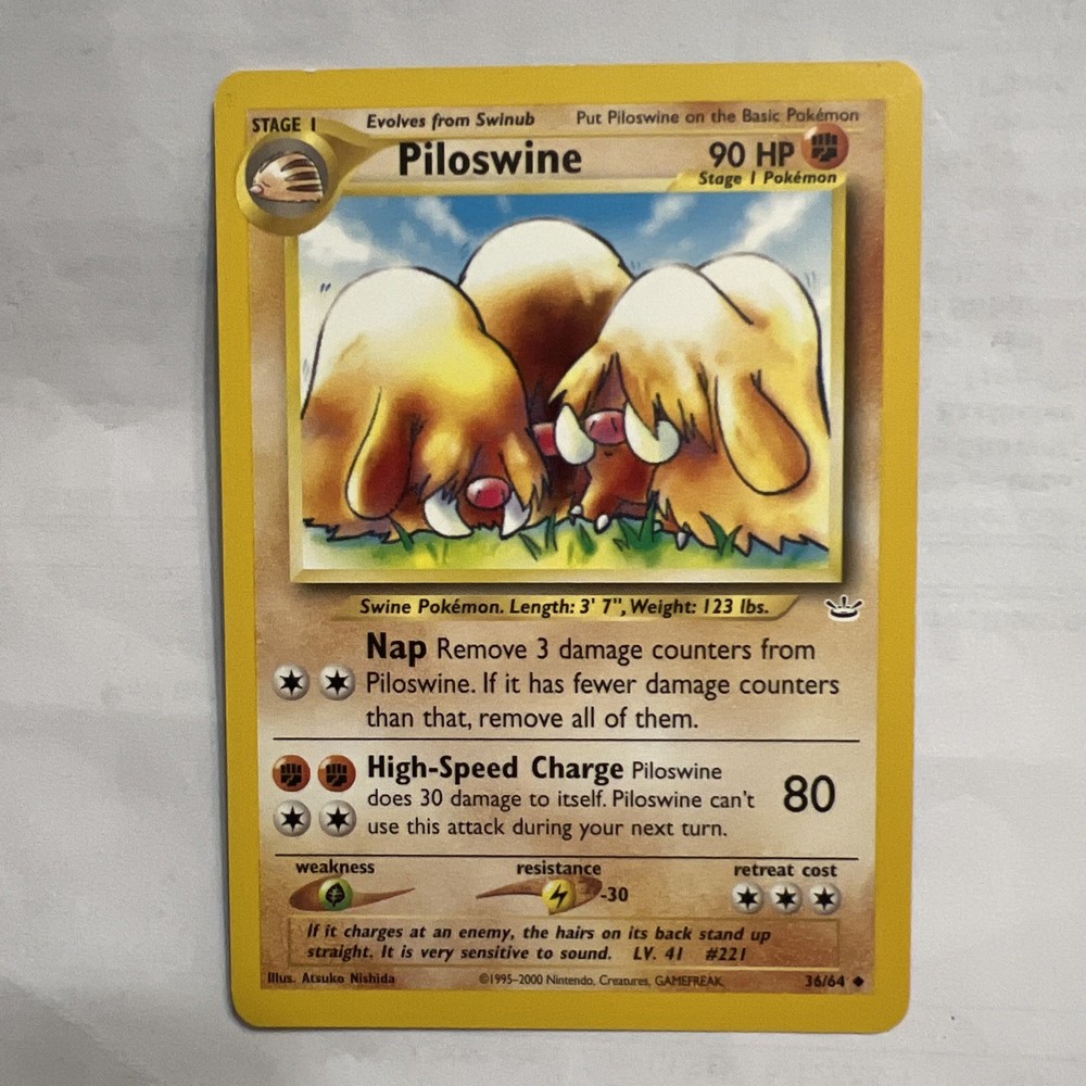 Piloswine 36/64 Neo Revelation Rare Vintage Pokemon Card Pilloswine Pillowswine