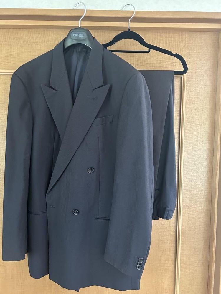 Armani Shadow Stripe Double-Breasted Suit Jacket and Trousers Preowned
