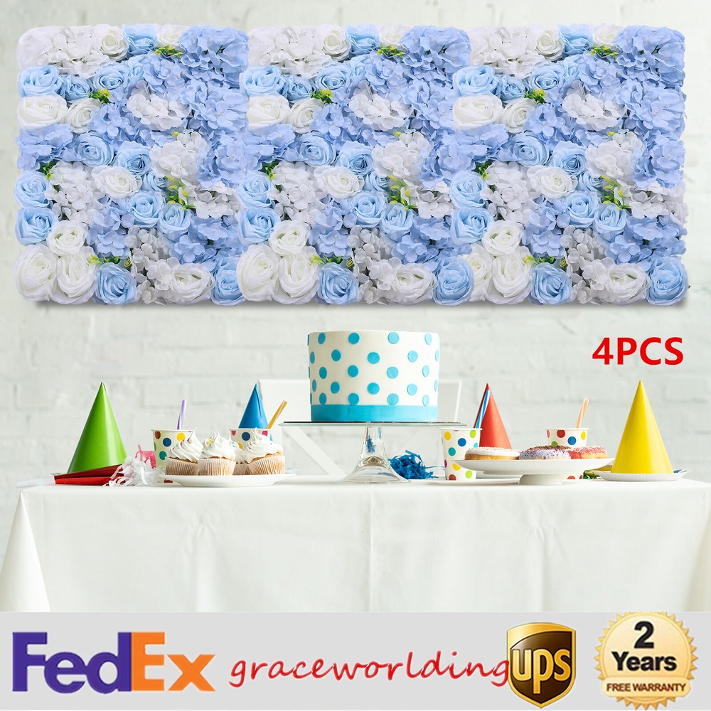 4pcs Simulated Rose Flower Wall Panels Wedding Photos Background Venue Décor