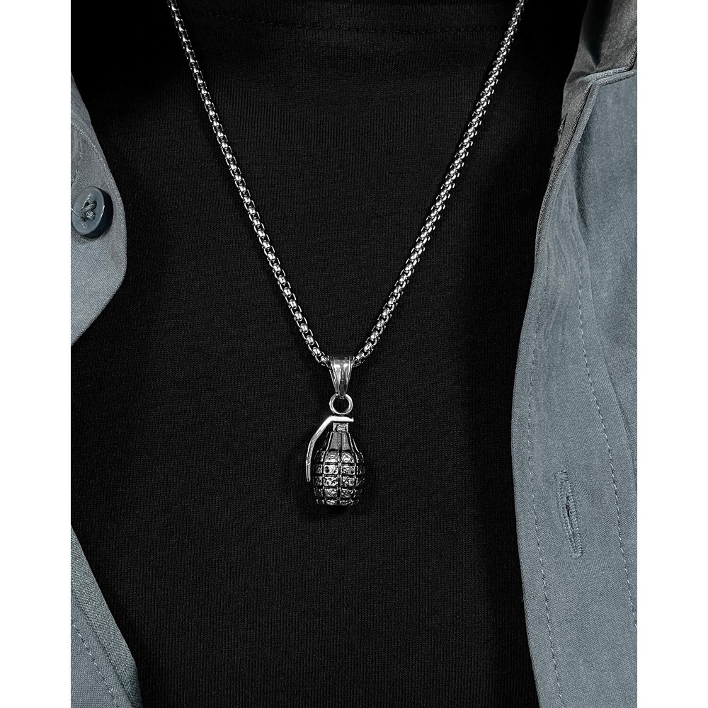 Tactical Titanium Grenade Pendant Necklace