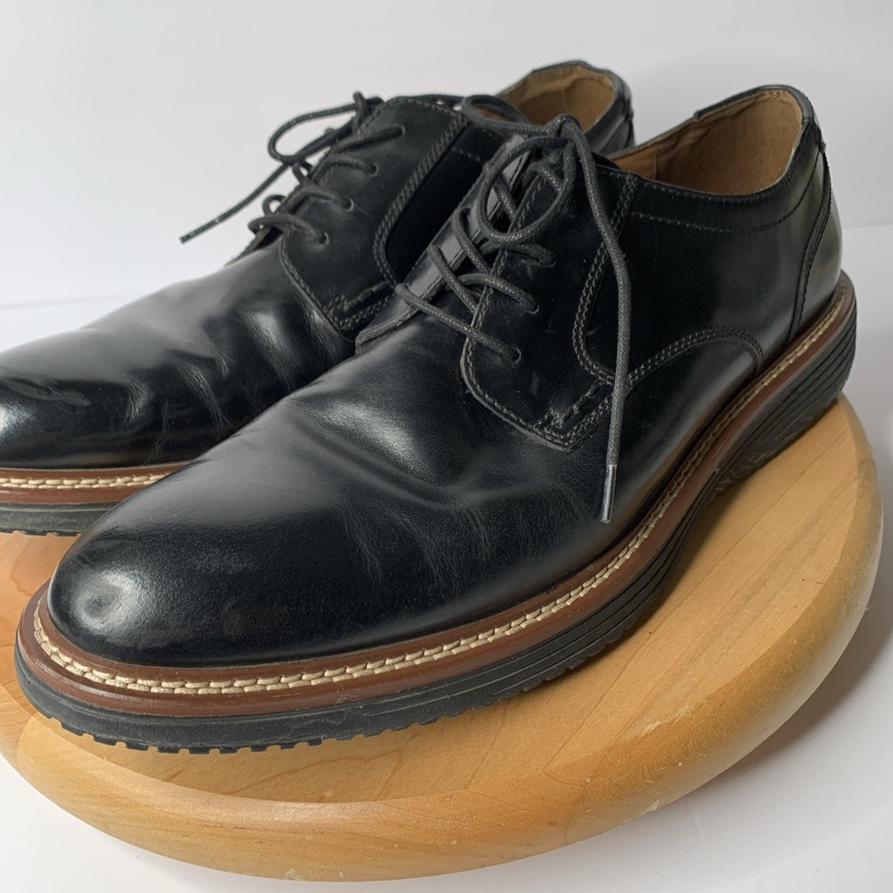 Johnston & Murphy Upton Mens Black Leather Lace-Up Shoes Size 12M TruFoam 595451