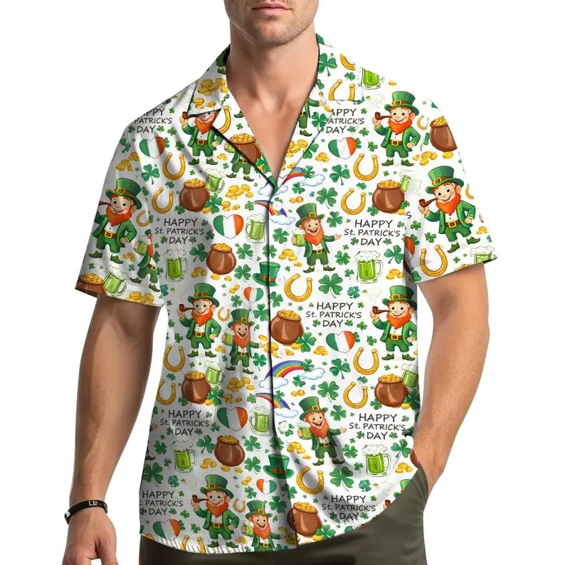 St Patrick's Day Leprechaun Hawaiian Shirt Funny Irish Green Party Gift