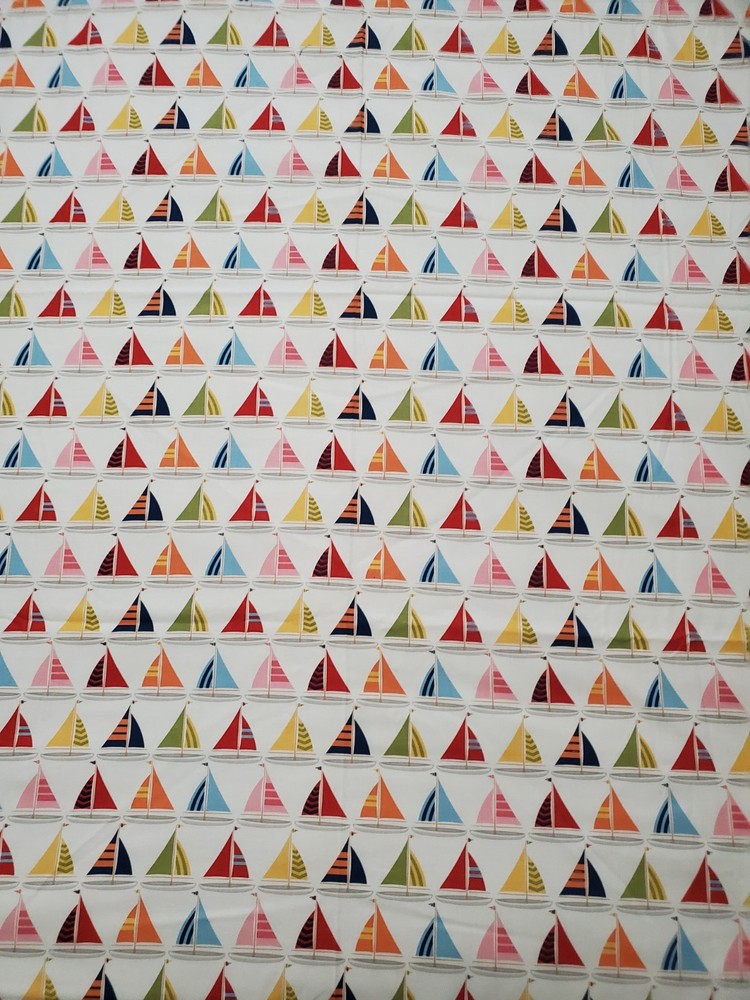 OOP 2.7 Yard Michael Miller Fabric SHORE THING Sailboats Emily Herrick DC-5608