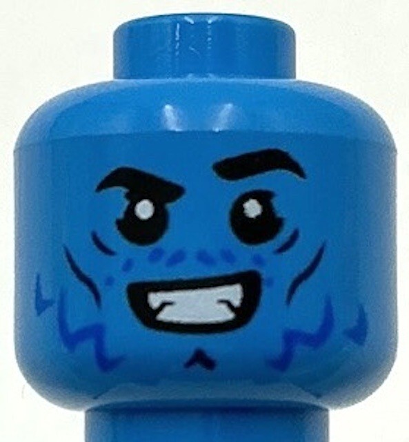 Lego Dark Azure Dual-Sided Minifigure Head with Black Eyebrows & Cheek Lines