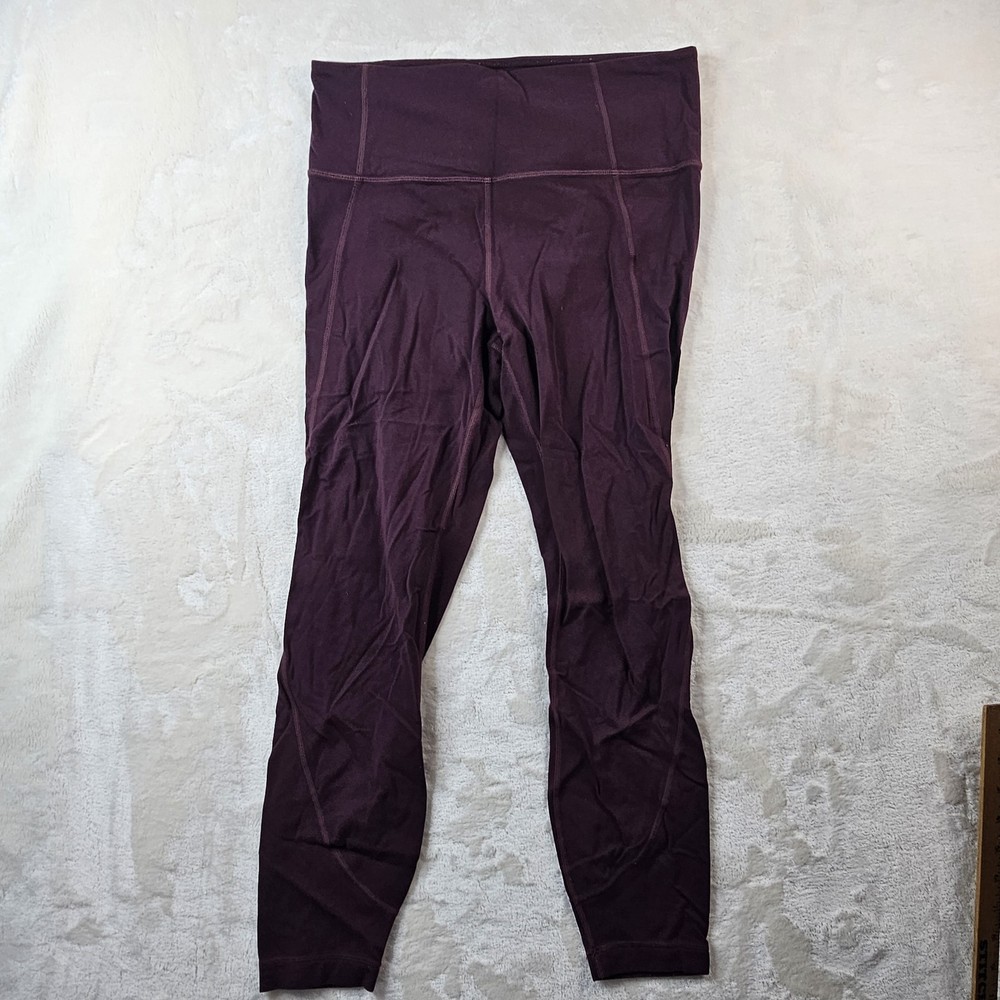 Athleta Medium Burgundy 7/8 Yoga Leggings with Stash Pockets