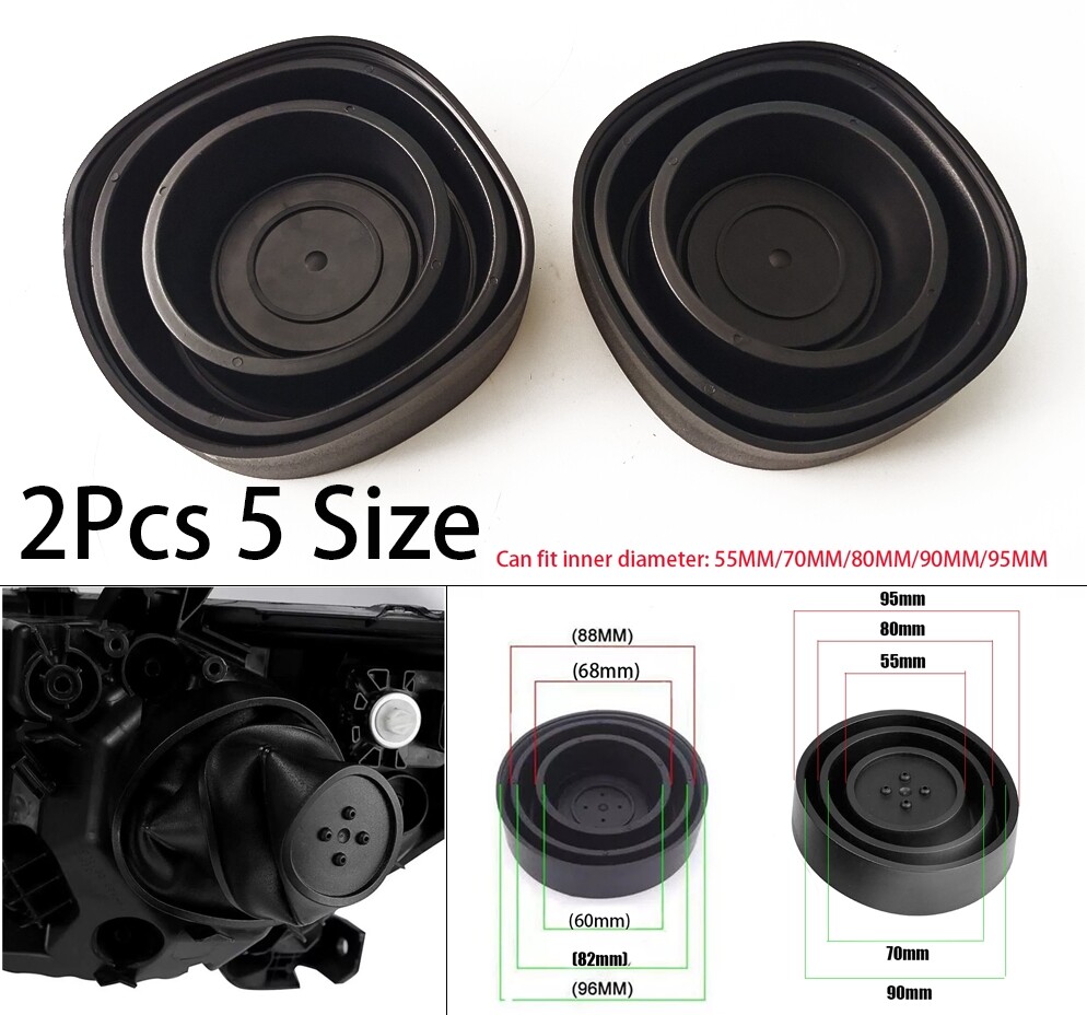 2x Rubber Car Headlight Dust Cover Water Resistant Universal Cap For Trucks Suvs