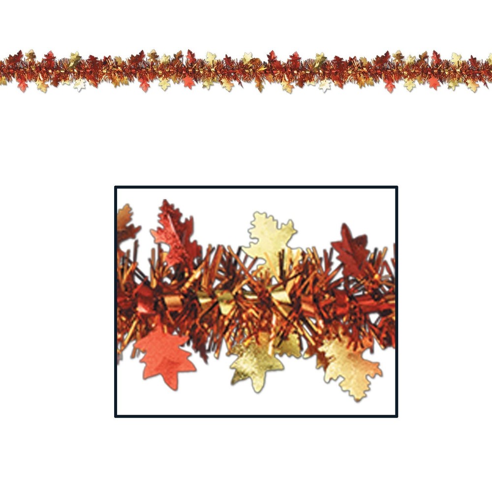 Beistle Metallic Autumn Leaf Garland for Thanksgiving Party Decor