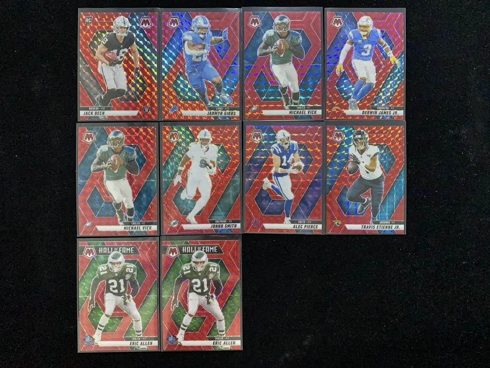 2025 Panini Mosaic Red Jack Bech Jahmyr Gibbs Michael Vick RC Rookie Lot*10 HD