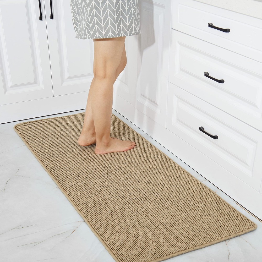 Kitchen Rug Mats 2 Pieces Made of 100% Polypropylene Strip TPR Backing Soft K...