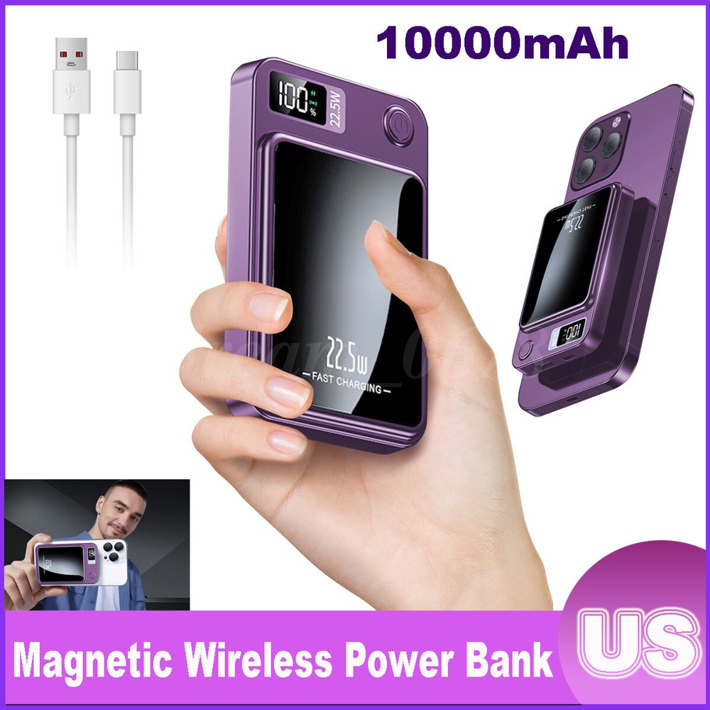 Magnetic Power Bank 10000mAh Charger Wireless Charging for iPhone 16 Universal