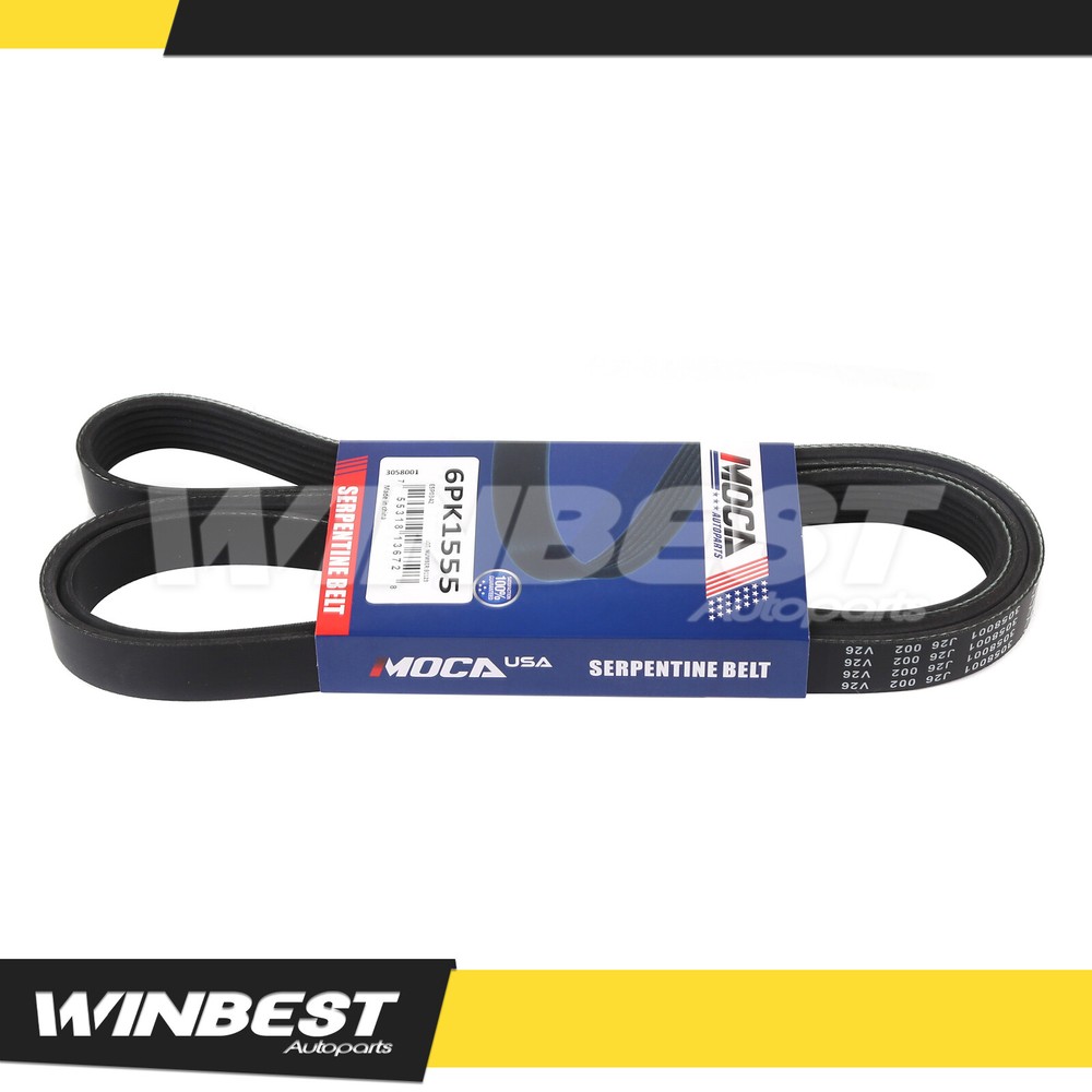 EPDM 6PK1555 Serpentine Belt Compatible with BMW Ford Escape Fiesta Land Rover Freelander