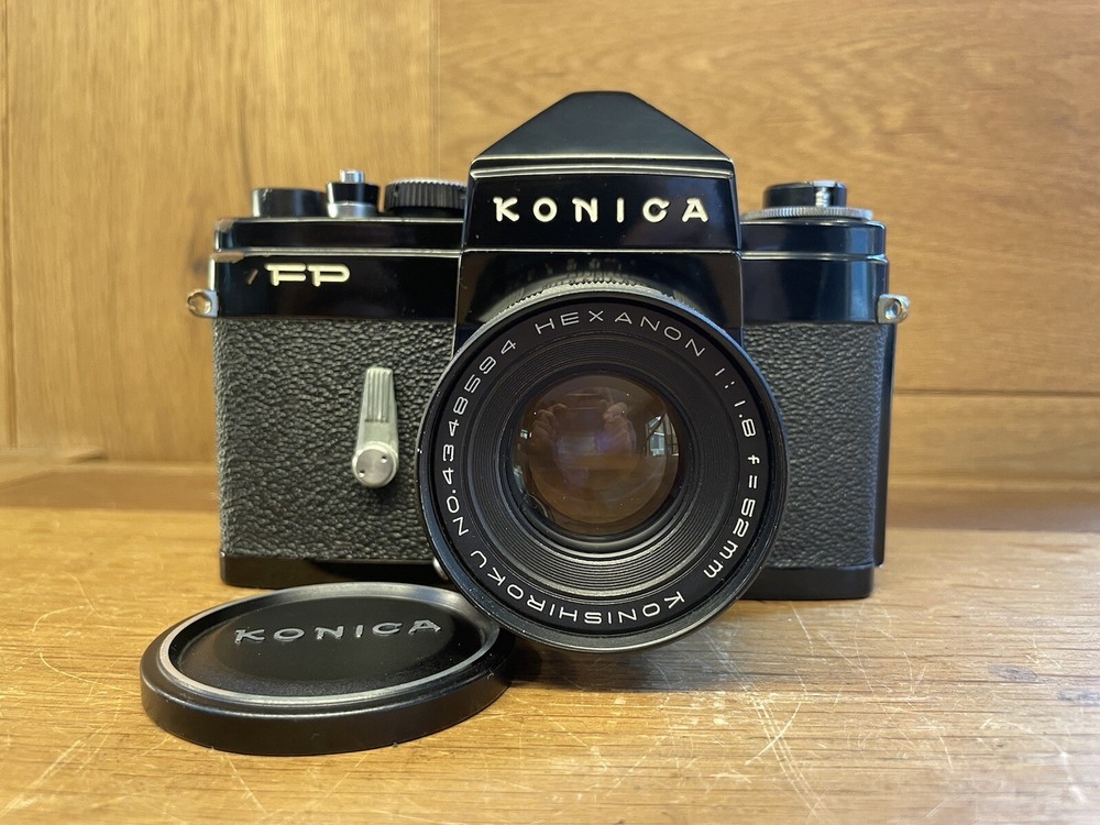 *Rare Black : Near Mint* Konica FP Film Camera Hexanon 52mm F/1.8 Lens From JPN