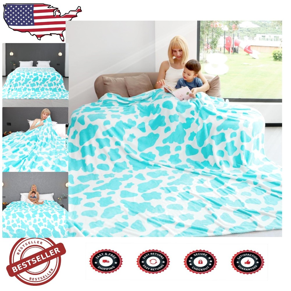 Elegant Cow Print King Size Throw Blanket - Soft Lightweight Fleece 90x108