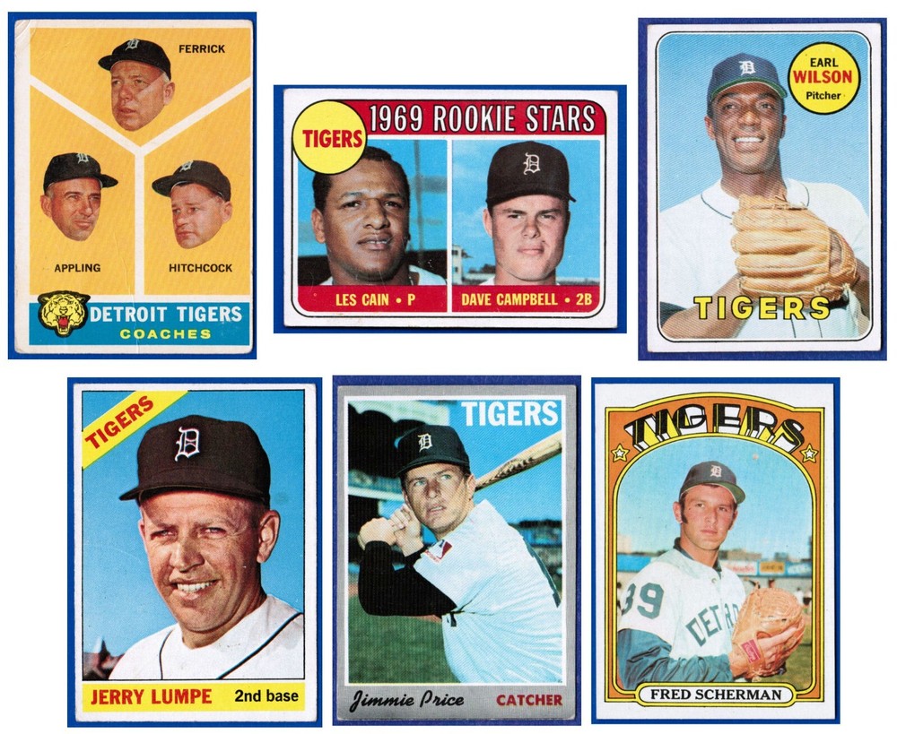 DETROIT TIGERS Baseball Set Card Topps w/ ROOKIE 1960 1966 1969 1970 6-card