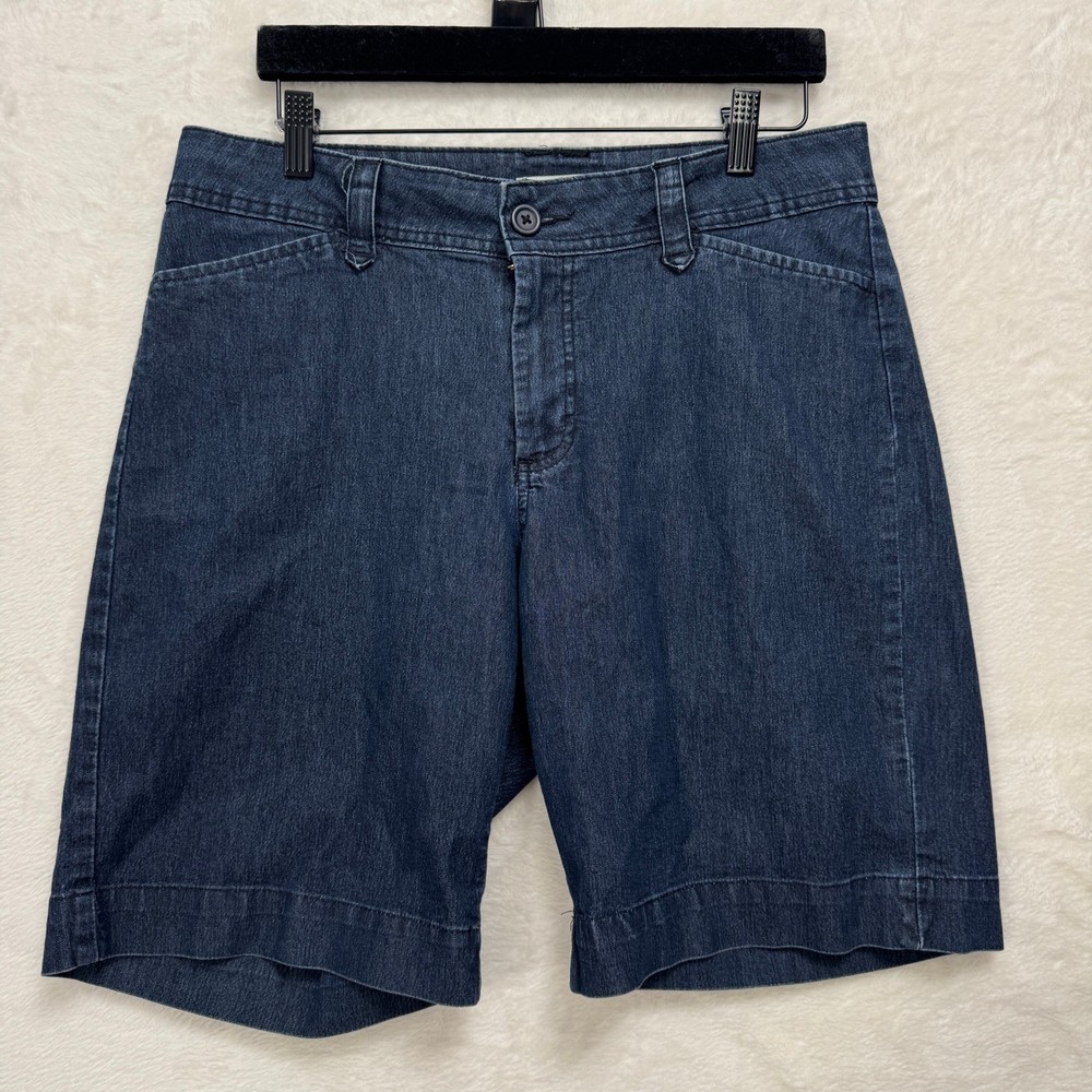 Riders by Lee Denim Shorts Womens 14 Dark Blue Bermuda Casual Mid Rise Classic