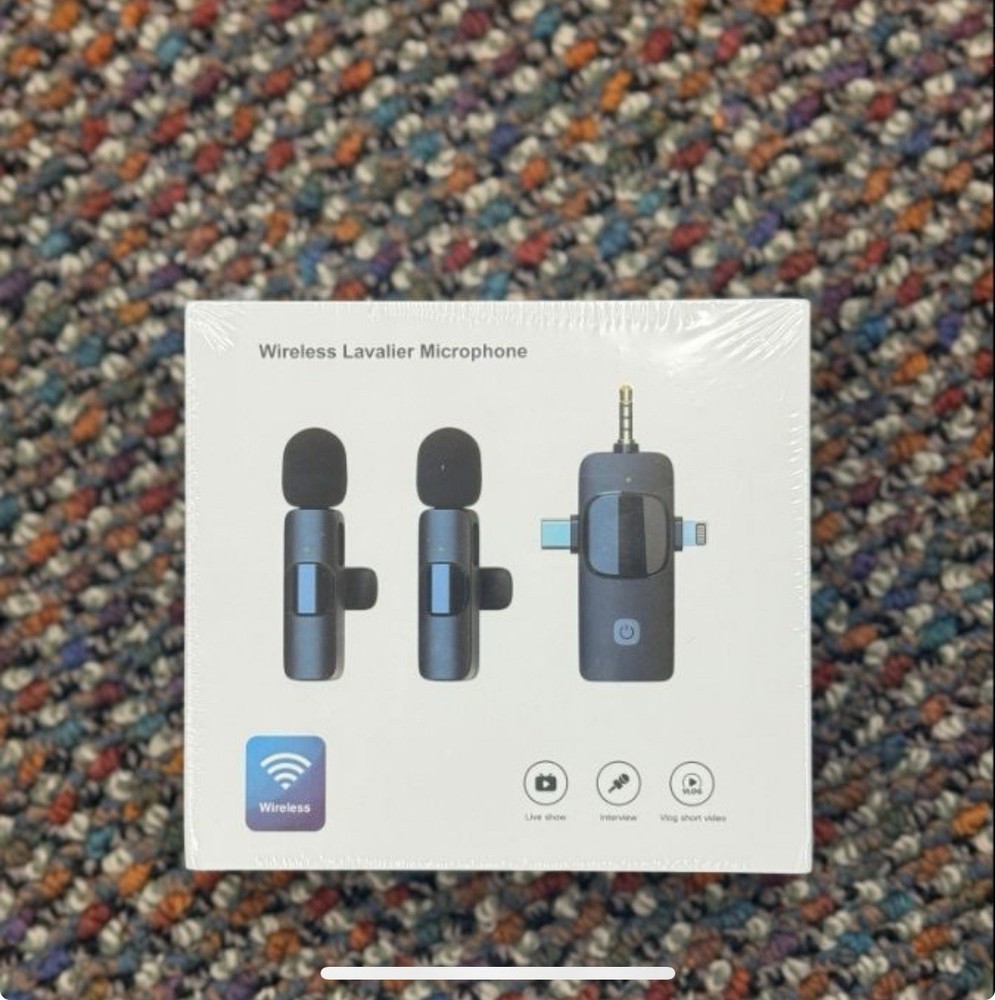 Wireless Lavalier Mic Set with Dual Clip Mics for Phone Vlogging & Interviews