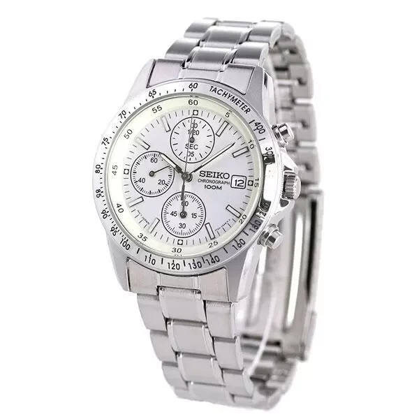 SEIKO SND363PC Silver Chronograph Mens Watch New in Box