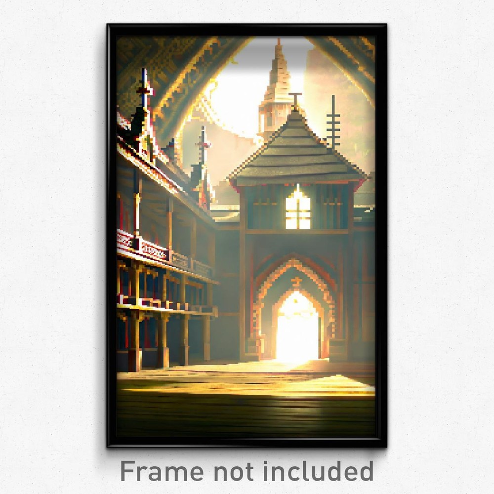 8 Bit Psychedelic Pixel Art Poster - Fancy Nunnery Trippy Video Game Print