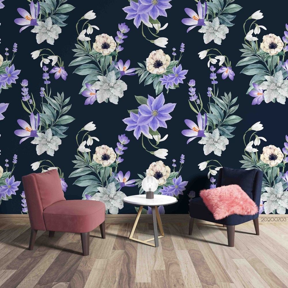 3D Flowers Flora Pattern Wall Murals Wallpaper Murals Wall Sticker